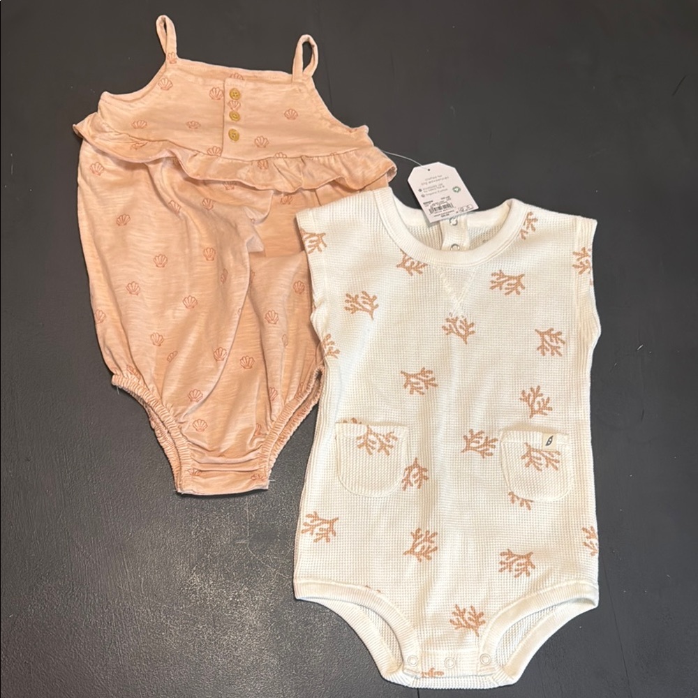 Peach and Cream Baby beach Romper Set